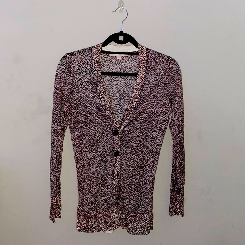 LOFT Brown Cardigan Sweater V-Neck Lightweight